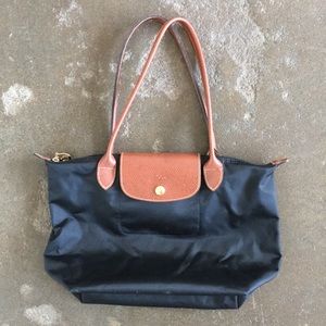 Black long champ shoulder tote